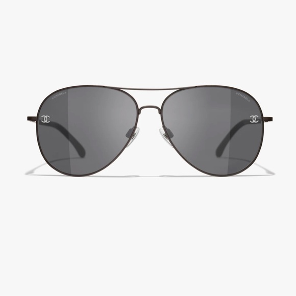 New Authentic Chanel Black gray Pilot Sunglasses $600 4189 T-Q - Picture 2 of 14